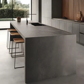 Contemporary Kitchen with Integrated Sink and Natural Light