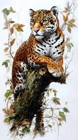 Serene Leopard on Tree Branch