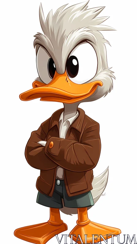 Cartoon Duck with Spiky Hairstyle AI Image