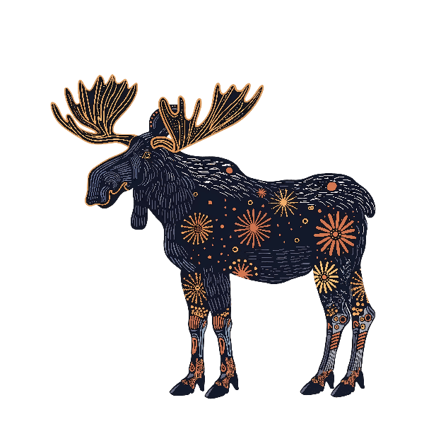 Patterned Moose Art POD Design