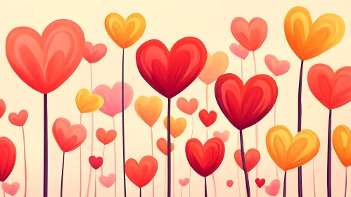 Artistic Heart Flowers in Bloom