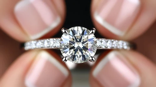 Brilliant Diamond Ring in Close-Up Detail