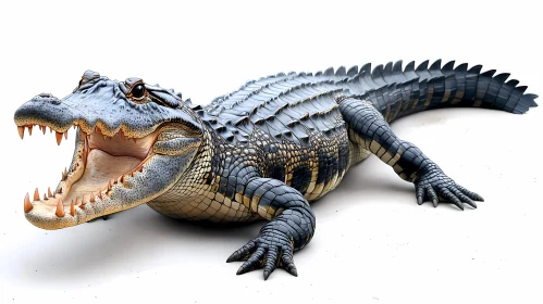 Open-mouthed Alligator with Prominent Scales