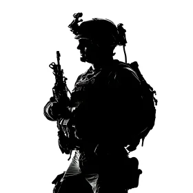 Military Silhouette Holding Rifle
