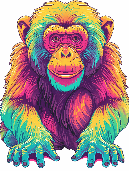 Vivid Monkey T-Shirt Art POD Design