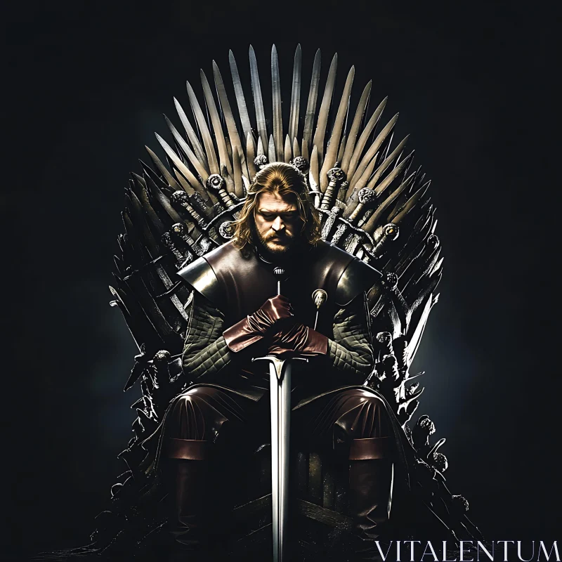 AI ART Warrior King on Iron Throne