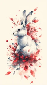 White Rabbit Amidst Red Leaves