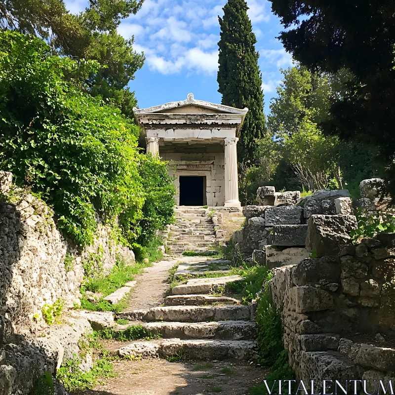 Historical Architecture with Stone Pathway AI Image