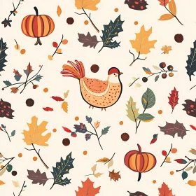 Fall Foliage and Bird Motif