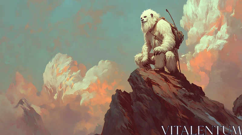 AI ART Mountain Top Yeti Illustration