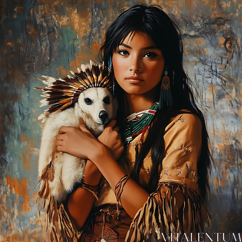 Portrait of Woman with Dog AI Image