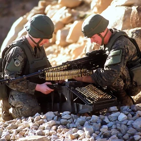 Military Men Loading Ammunition Box