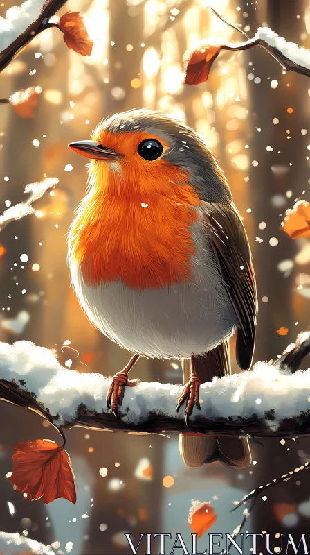 Robin in Snow AI Image