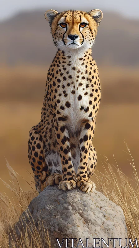 Cheetah in the Grasslands AI Image