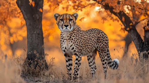 Cheetah Amidst Golden Autumn