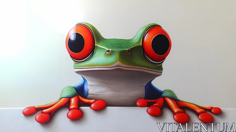 AI ART Colorful Frog with Red Eyes