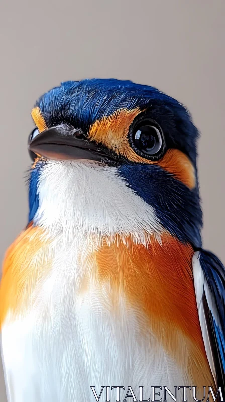 Blue and Orange Bird Close-Up AI Image