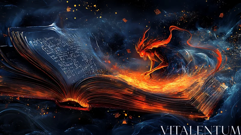 AI ART Mystical Book with Fiery Demon