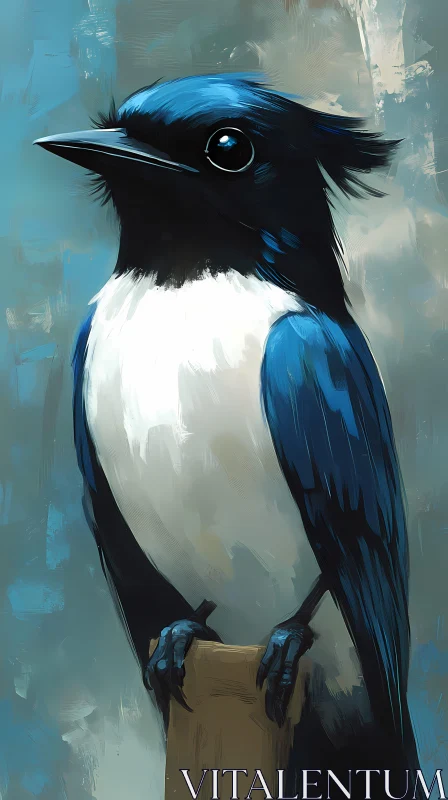 Artistic Bird in Blue Hues AI Image