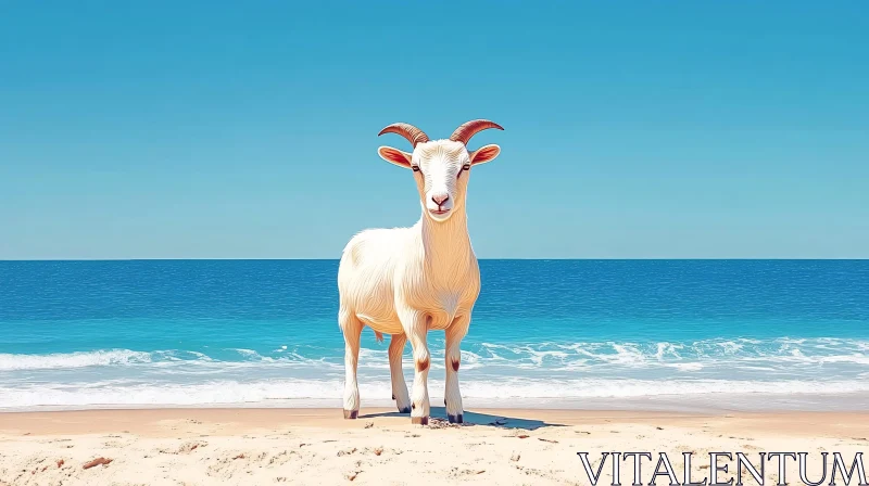 Goat by the Ocean AI Image