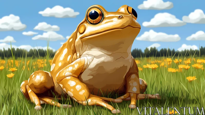 Illustrative Frog in Nature AI Image