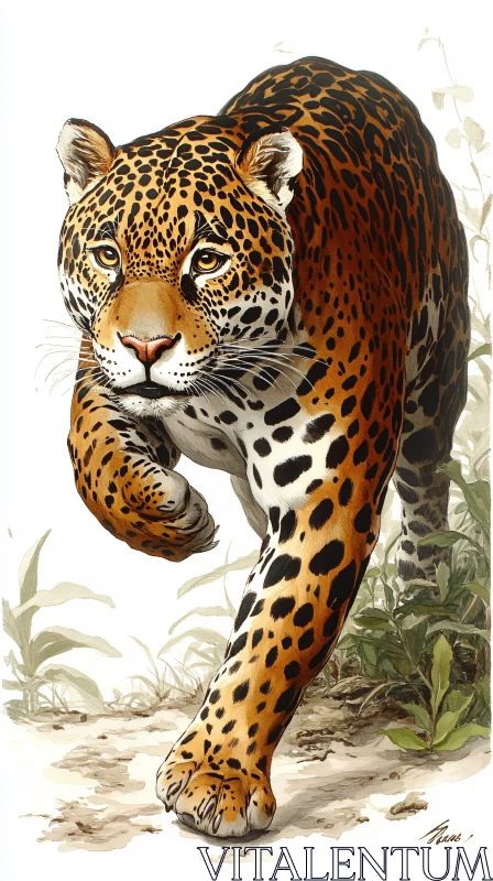 Striking Jaguar in Motion AI Image