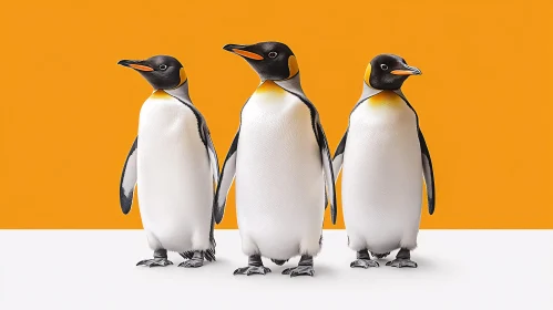 Penguin Trio on Orange