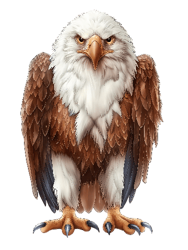 Cartoon Bald Eagle with Serious Expression Illustration POD Design