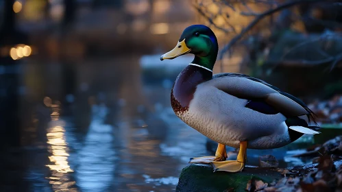 Duck Portrait Near the Lake