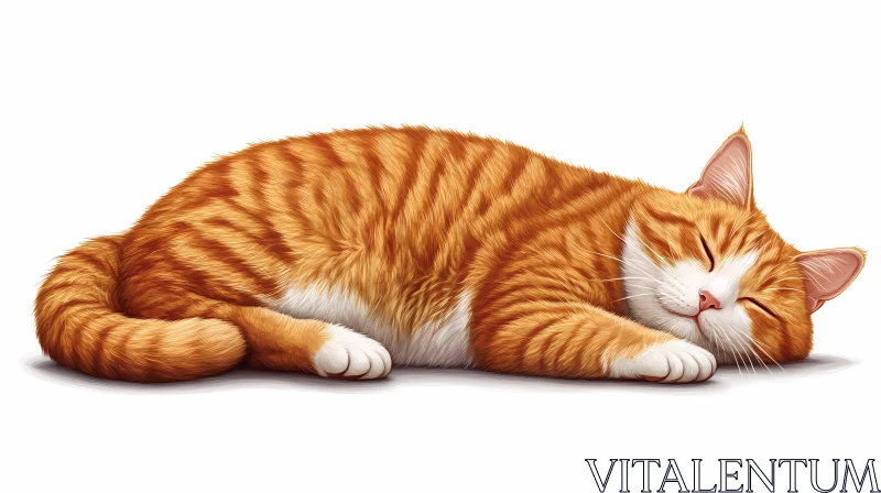 AI ART Sleeping Ginger Cat Artwork