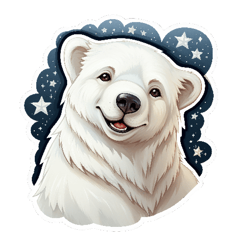 Cute Cartoon Polar Bear with Starry Night Sky for T-Shirt Design POD Design