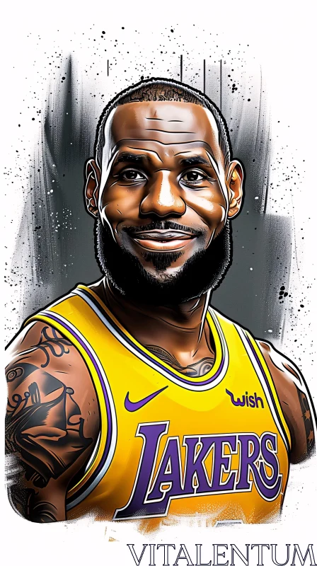 LeBron James Lakers Portrait AI Image