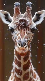 Snowy Giraffe Portrait