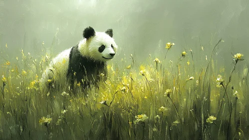 Panda in a Meadow