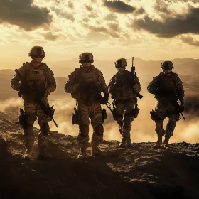 Military Team in Desert Landscape