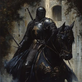 Armored Knight on Horse near Castle