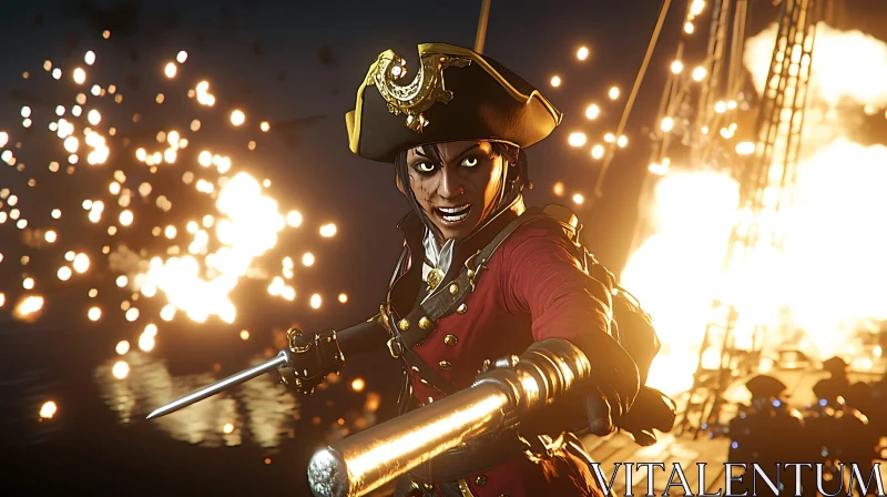 Fierce Pirate Ready for Combat AI Image