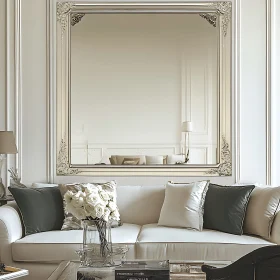 Luxurious Living Room Decor with Ornate Mirror