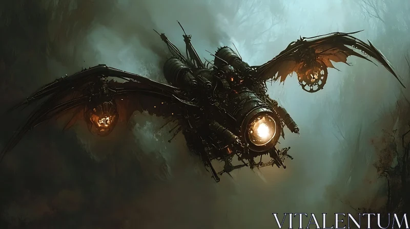 AI ART Mechanical Wings in the Mist