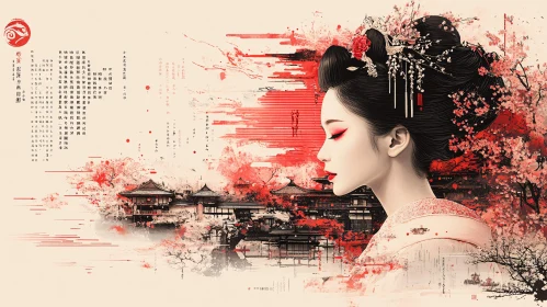 Japanese Beauty: Geisha and Blossoms