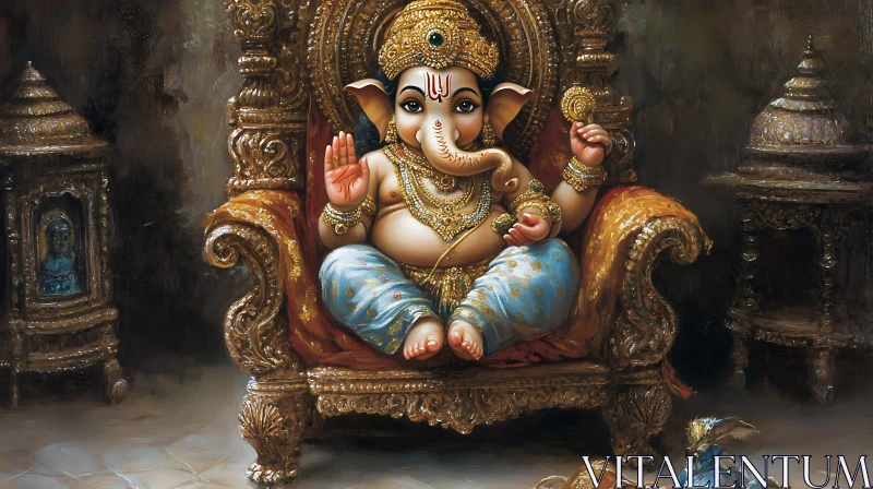 Infant Ganesha: A Divine Portrait AI Image