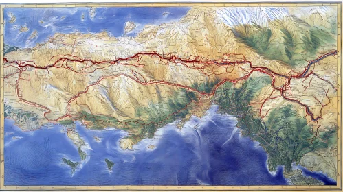 Geographic Map of Mountainous Regions