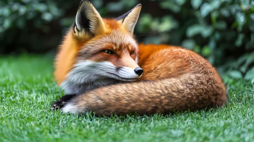 Quiet Wild Fox in Nature