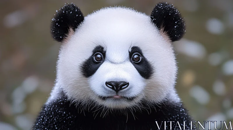 AI ART Portrait of a Panda with Snowflakes