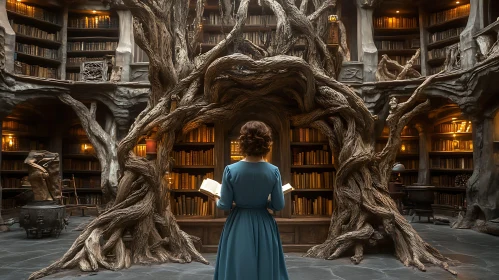 Reader in the Tree Library