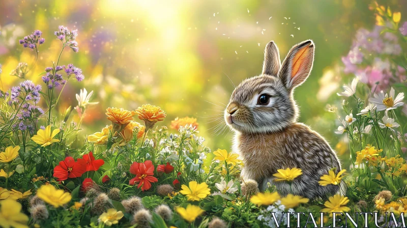 AI ART Rabbit Amongst Blooms