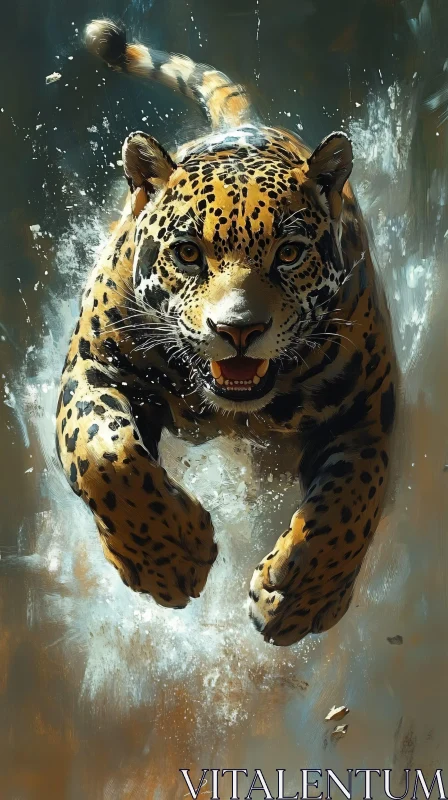 Leaping Jaguar with Intensity AI Image