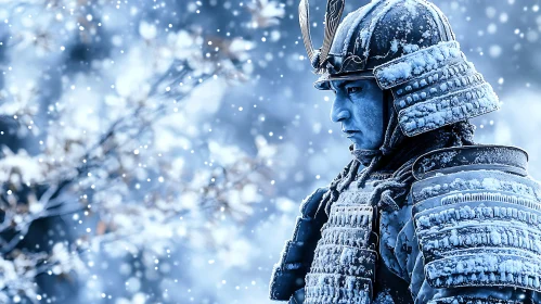 Snowy Samurai Warrior in Cold Winter