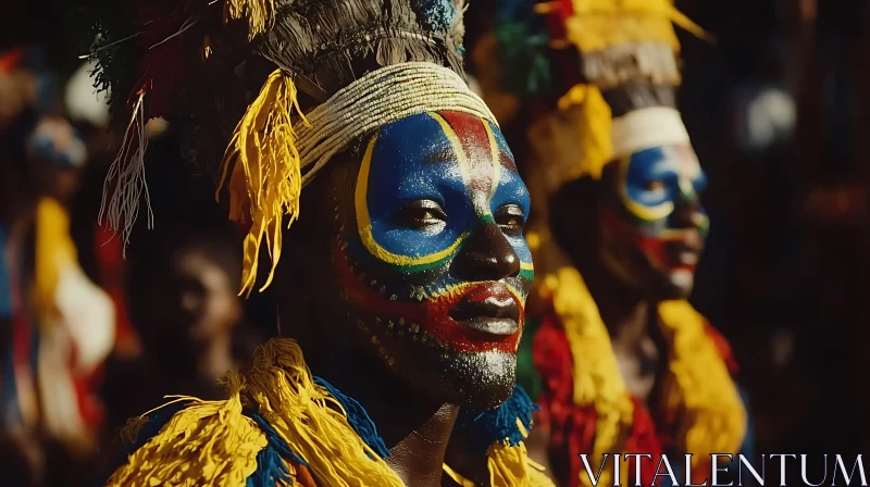 Man with Traditional Face Paint AI Image