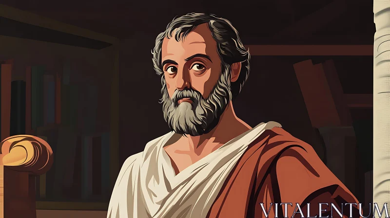 Classic Man with Beard in Toga AI Image